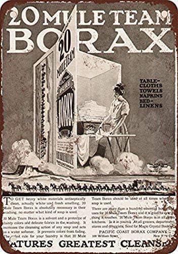 TammieLove Letrero de lata con detergente para pared de 19230 Mule Team Borax (20,3 x 30,5 cm)