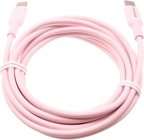 Cable de carga rápida USB-C a PD de 10 pies de largo color rosa compatible con Motorola Moto G Play (2021), Power (2020), (2021), (2022), Pure,