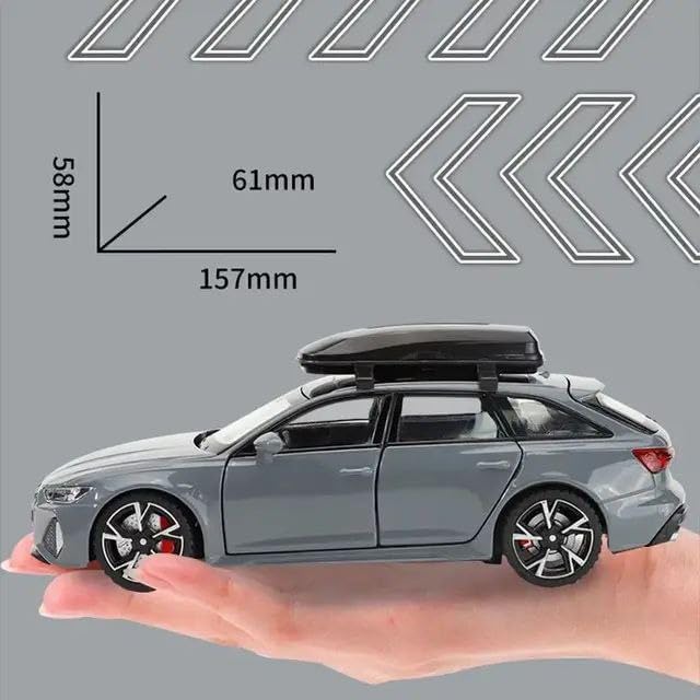 Image of Bebbly 1:24 Scale Big Size Audi RS6 Metal Diecast Car for Kids with Openable Doors, Sound, Light Effects Toy for Car Enthusiasts, Black