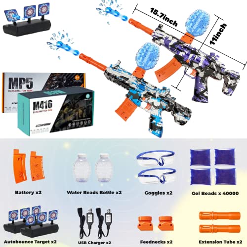 2Pack M416&Mp5 Gel Ball Electric Busters Toys, Water Bead Splatter Orby Gun With 40000+ Balls Safety Goggle/Target For Outdoor Activities - Team Game (M416+Mp5) #TOP3