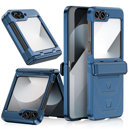 YWXTW for Samsung Galaxy Z Flip 6 Case with Hinge Protection, Full Body Slim Rugged Shockproof Matte Stylish Texture Hard PC Protective Phone Cover for Galaxy Z Flip6 5G Accessories 2024 (Navy)