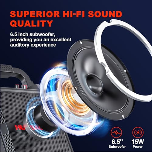 Image of Karaoke Machine, Portable Bluetooth Speaker with Wireless Microphone for Adults & Kids, PA System with Remote Control Supports TF Card /USB /FM /AUX for Home Party, Indoor and Outdoor