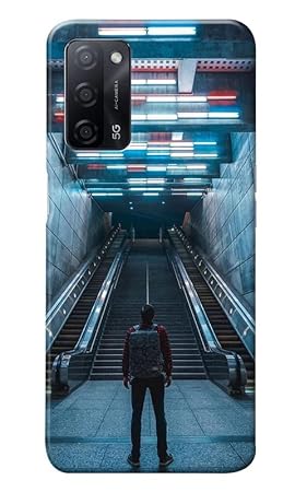 Grey Cloud India Man & Escalator Back Cover for Oppo A53s 5G | Oppo A55 5G (Poly Carbonate | Multicolor)