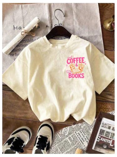 Image of RoseSeek Women's Graphic Letter Tee Crew Neck Drop Shoulder Trendy Summer T Shirt Short Sleeve Vintage Car Print Top
