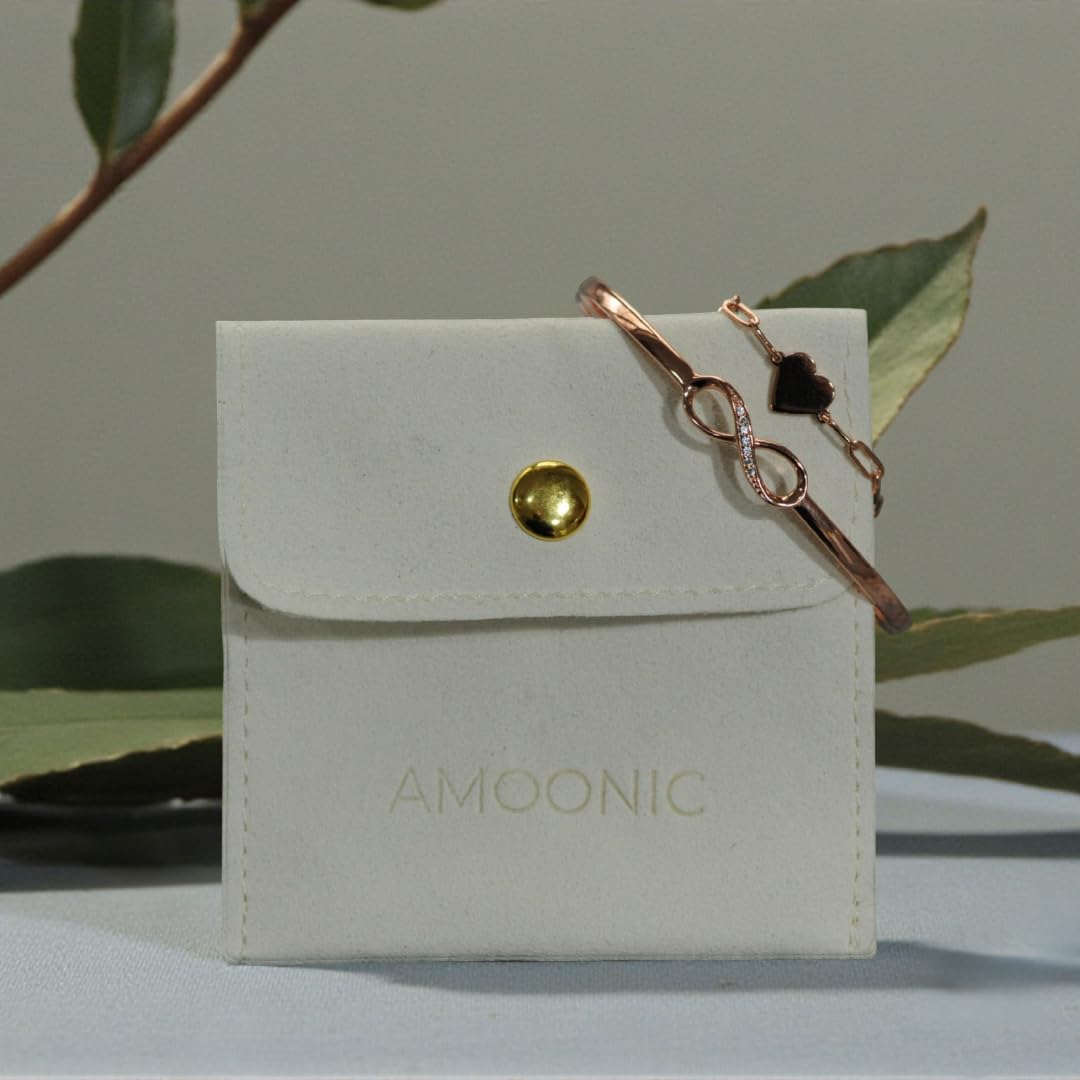 Amoonìc Damen Infinity Armband Only You aus Silber 925 oder vergoldet | Mit Zirkoniasteinen, Unendlichkeits Silberarmband mit gravierbarem Herz
