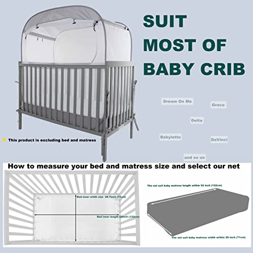 Tetiny Pop Baby Safety Netting Cover For Crib Pop Up Canopy To Stop Baby From Climbing Out Top Square Frame More Large Room Mosquito Mesh With Storage Bag And Carry Bag #TOP4