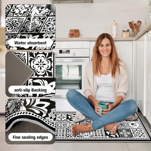 2 Pieces Non Slip Kitchen Mat Set, Washable Kitchen Floor Mat For Kitchen, Entryway, Hallway Runner Set Washable Runners (B06, 40x120cm+40x60cm) - Image 5