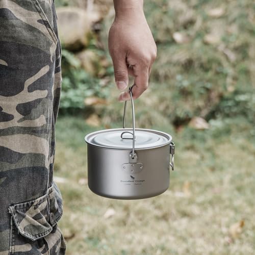 Camping-Topf iBasingo 1,3L Titan Hängetopf für Outdoor-Kochen