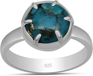 Anillo de plata de ley 925 de 10 x 10 mm, color azul y turquesa