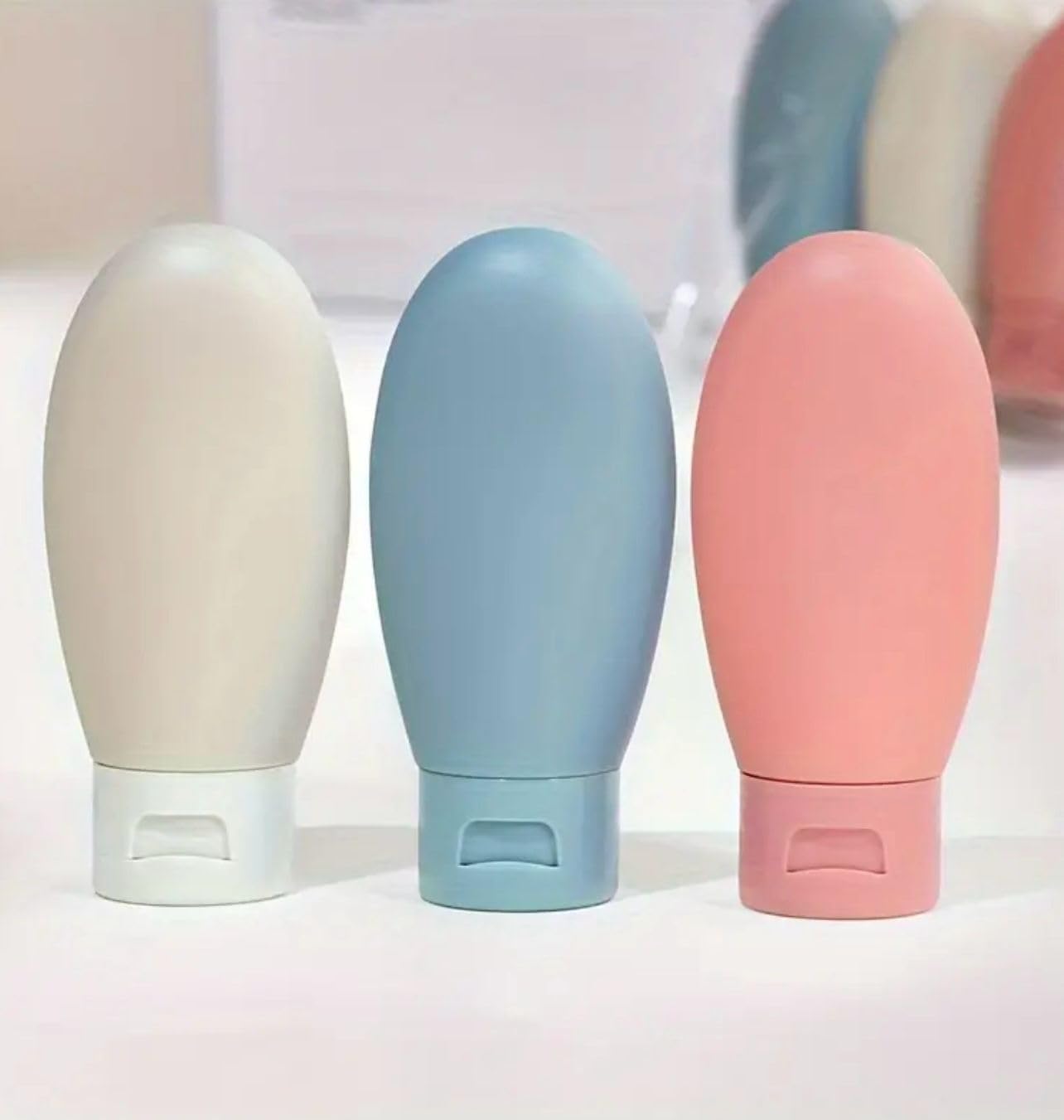 Travel Silicone Bottle Set (3 Pieces) – Refillable Toiletry Containers for Shampoo, Lotion & Skincare – Portable Travel Essentials for Women & Men