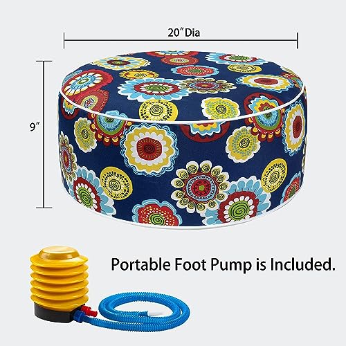 image for Magpie Fabrics Indoor/Outdoor Inflatable Stool Ottoman Pouf, Water Rep