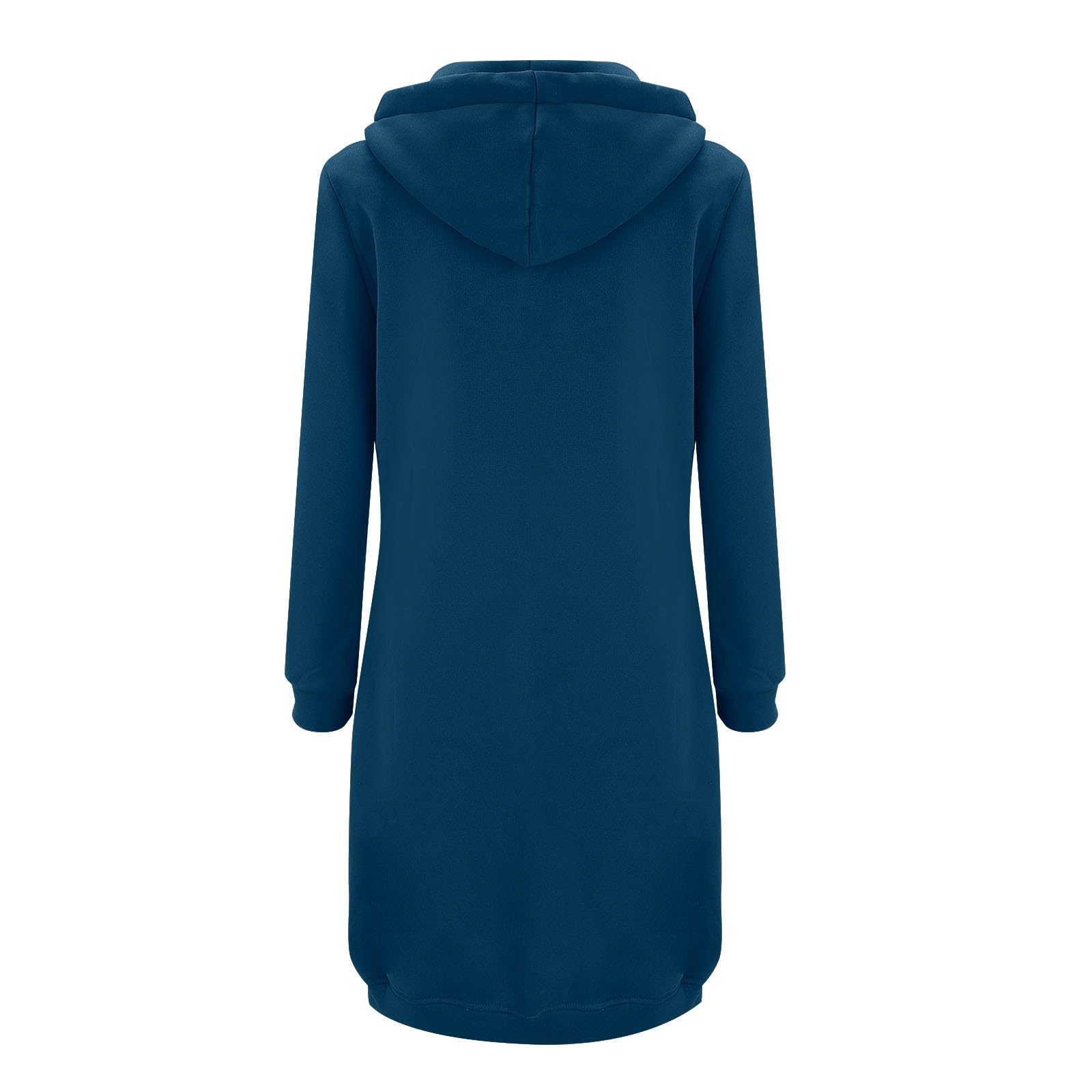 Felpa da donna con cappuccio, lunga, oversize, invernale, tinta unita