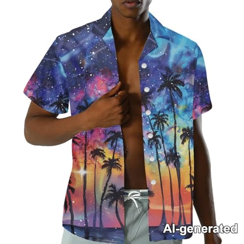 Image of Hawaii Matching Couple Outfits Husband and Wife Clothing Fashionable Mens Casual Shirts Hawaii Dress with Soft Fabric
