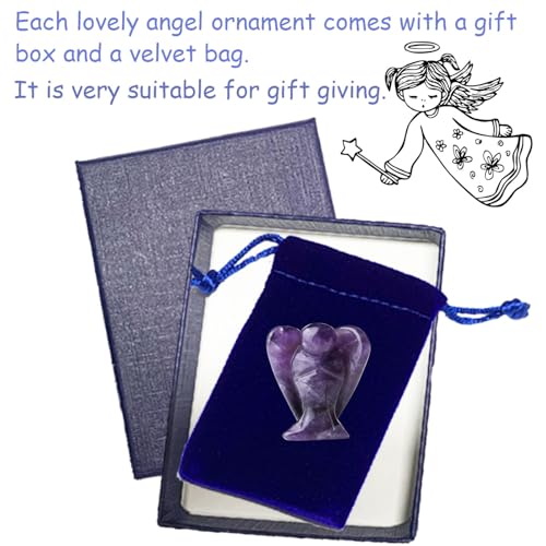 GUJOXILA Amethyst Crystal Angel Healing Crystals Guardian Gift for Women Ornament Reiki Grief Pocket Cute Small Purple 1.5" - Image 6