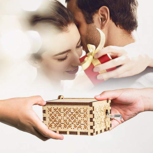 Over The Rainbow Music Box - Wood Laser Engraved Vintage Hand Cranked Cute Boxes Best Unique Gifts for Valentine's Day/Thanksgiving Day/Birthday/Christmas
