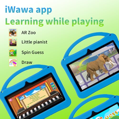 Image of Veidoo 7 inch Android Tablets for Kids, 2GB RAM, 32GB ROM, aiwawa Apps Parent Controls, Educational Games, WiFi, Dual Camera, Silicone Case(Blue)