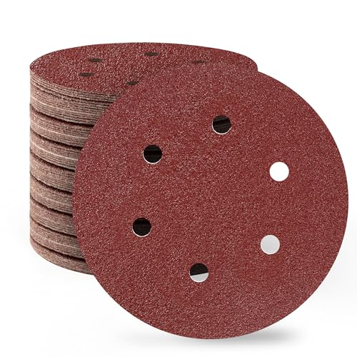 SATC 150mm Sanding Discs 80PCS 40 Grit 6 Holes Orbital Sander Discs Hook and Loop Sanding Pads for Random Orbital Sander