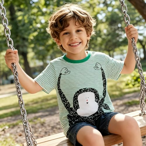 2 Pack Boys T-Shirts Kids Short Sleeve Shirts Toddler Summer Basic Tees Casual Tops Size 2-7.4