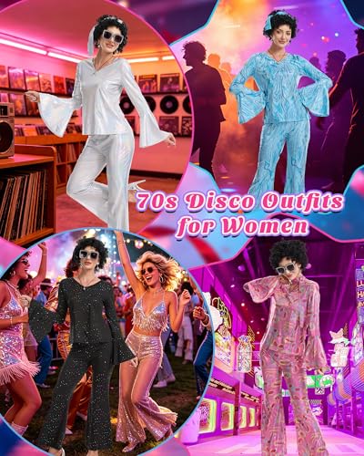Costume disco 70s avec pantalon évasé extensible pour danser sans aucune gêne - 7