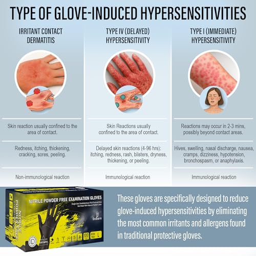 Ensure Black Nitrile Gloves Low Dermatitis 7 Mil, Heavy Duty, Puncture & Chemical Resistant, Disposable, Latex-Free, for Automotive, Industrial, Mechanic, Food Service, Exam Gloves (100, Small) - Image 7