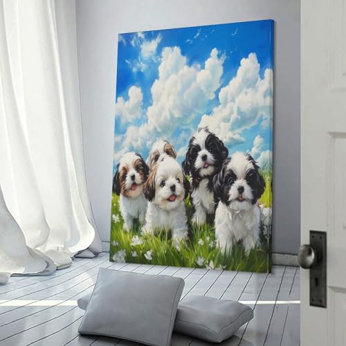 Affiche pékinois tableau sur toile pour décoration murale maison