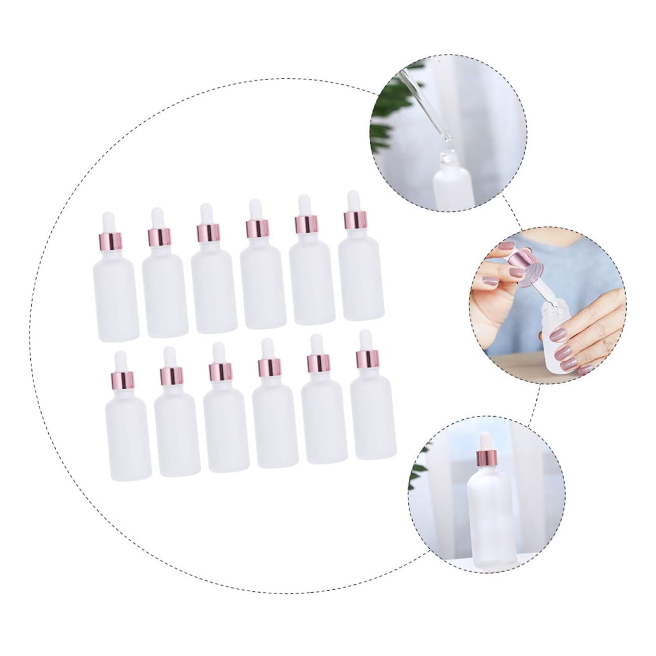 minkissy 12pièces Flacon Compte-gouttes Verre de Lot de Format Voyage pour Huiles Essentielles et Parfums