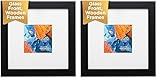 Kiera Grace Matted Classic Langford Picture Frame, Holds a 5" x 5" Photo, 10" x 10" Large Wood Picture Frame for Wall Hanging and Photo Display, Black (Pack of 2)