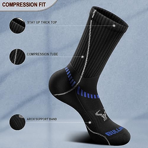 Image of BULLIANT Men 6-Pack Athletic Compression Crew Socks for Running Gym Sports