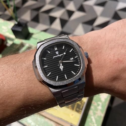 Relógio De Pulso Masculino Analógico Prateado Luxo Aço Inox