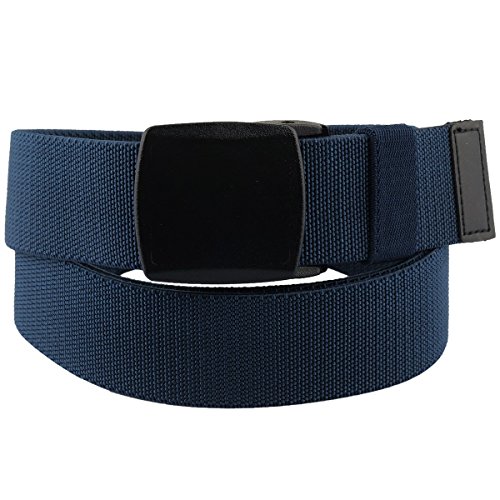 Sportmusies Elastic Belts for Men, Military Style Stretch Webbing Tactical Duty Belt (Navy Blue,Plastic Buckle)2