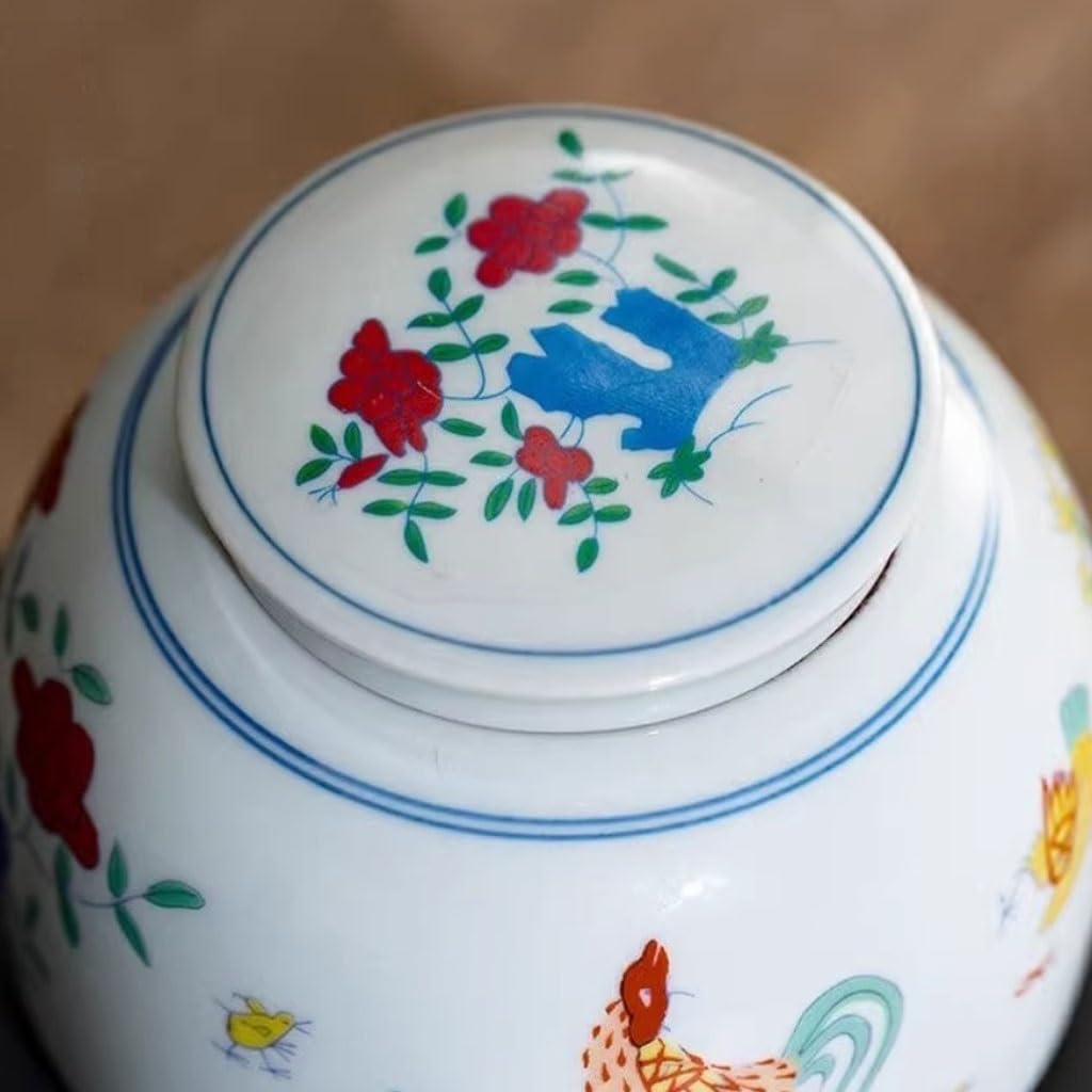 Barattoli Da Tè Barattolo da viaggio for riporre il tè in porcellana bianca Barattolo da tè Pu'er Barattolo da tè con tazza di pollo dipinto a mano Barattolo sigillato in ceramica Barattolo Per Conser