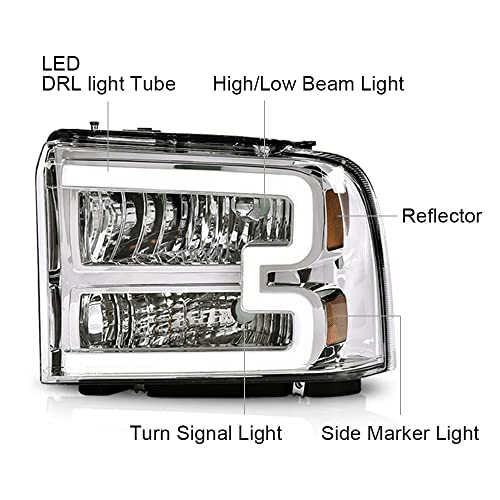 Image of PIT66 LED Headlights Assembly Fit 2005-2007 Ford F250-F550, 05 Excursion