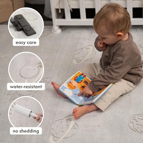 Image of Hakuna Matte GlowCloud Baby Play Mat for Floor 47 inchx 67 inch Planets | Coral Velvet high-Density Foam Rug for Crawling & Cozy Play - Non-Slip, Water-Resistant, Easy-Care Tummy Time Mat