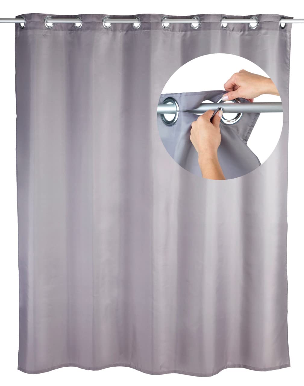 Rideau de douche gris polyester lavable 180 x 200 cm WENKO Comfort Flex