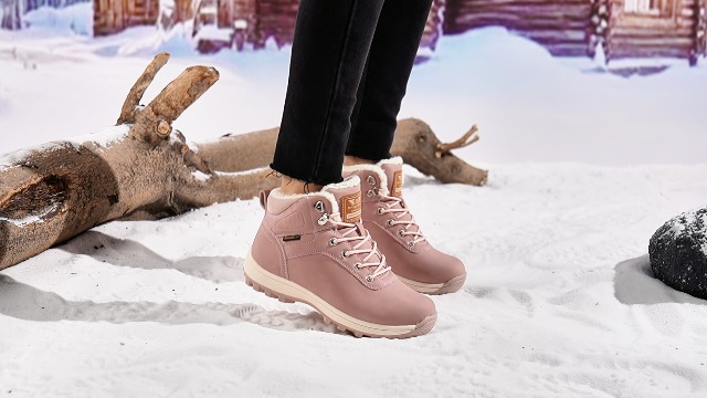 TUINANLE Scarpe in pelle Stivali invernali da neve con sneakers alte in