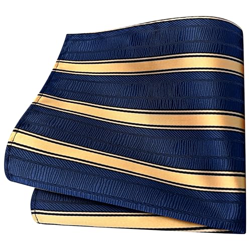 Image of GUSLESON 3.15 inch（8cm） Mens Stripe Tie and Lapel Pin Necktie Hankerchief Cufflinks Set for Men