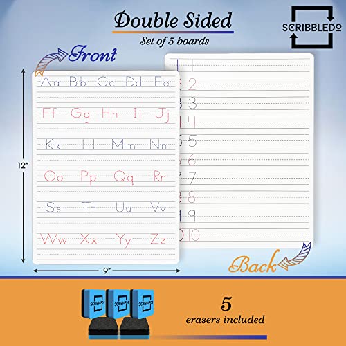 Tableau blanc double face portable et durable lot de 5 pièces