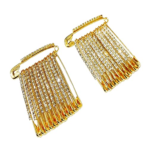 Sahishnu Online & Marketing Decorative Golden Stone Safety Pins, Golden Stone Saree Pins Set of 24
