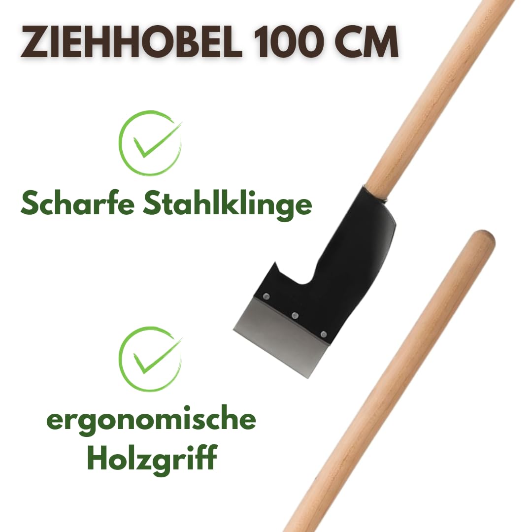 Zugmesser 100cm, Baumschäler Schälmesser mit Holzgriffen, Entastungswerkzeug Made in EU