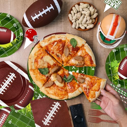 Football Birthday Party Decorations,Football Party Supplies Includes Plates,Napkins,Touchdown Tablecloth,Cups,Banner,Balloon,Fork,Cupcake Topper for Sport Game Day Tailgate Themed Party Decor,Serve 24 - Image 3