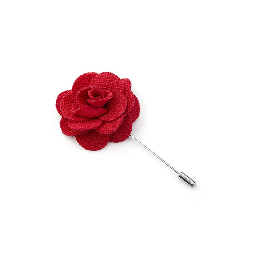 Handmade Polyester Red Flower Lapel Men Brooch Boutonniere Tuxedo Pin Red-image-29