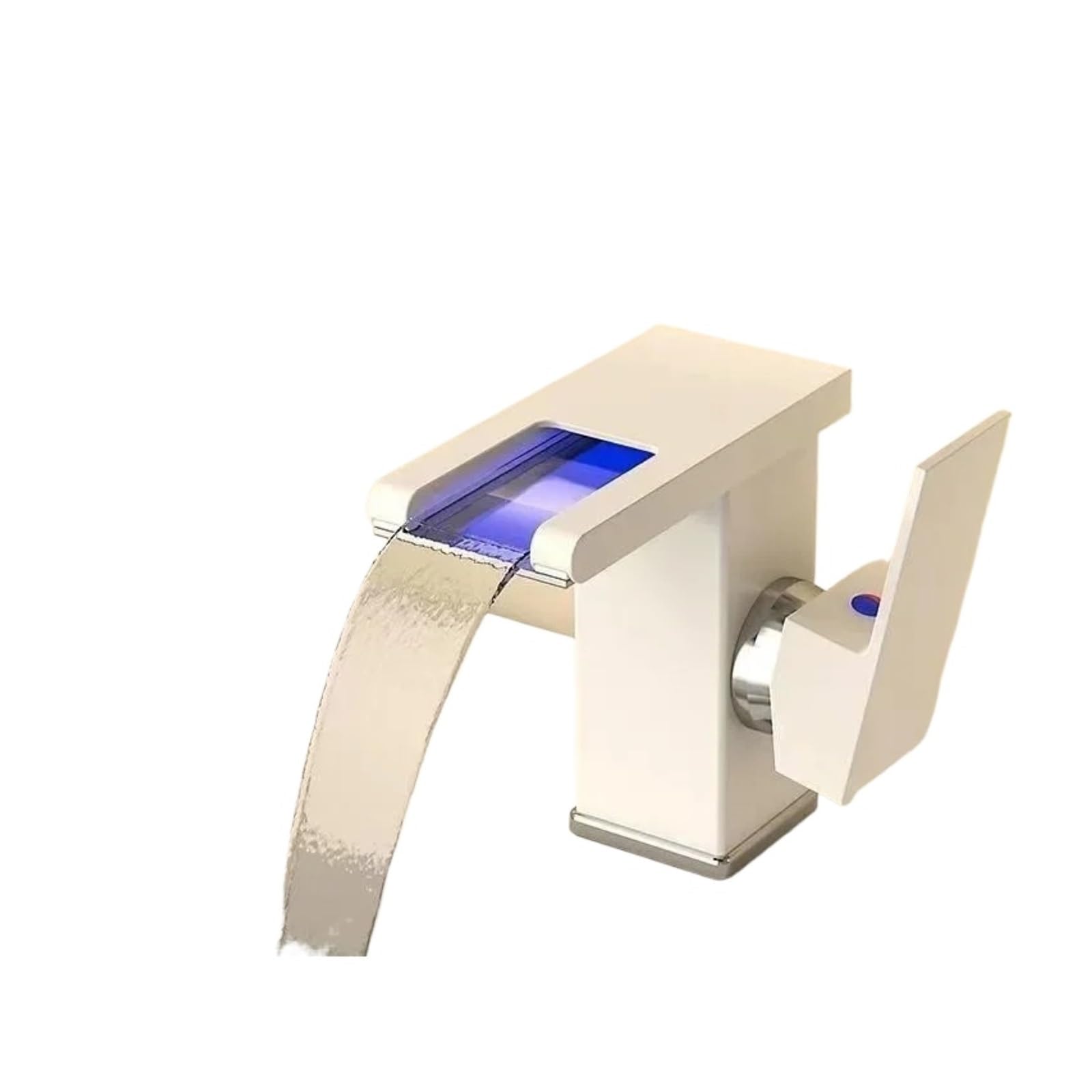 Copper LED Waterfall Basin Faucet, Deck Mounted Hot Cold Bathroom Mixer Tap,Safe and Reliable(Bianco)