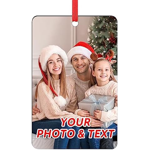 Personalized Christmas Ornaments with Photo - Custom Picture Text Ornaments for Christmas 2024, Customized Wood Xmas Tree Decor for Family, Mom, Dad, Friends, Loves Cover