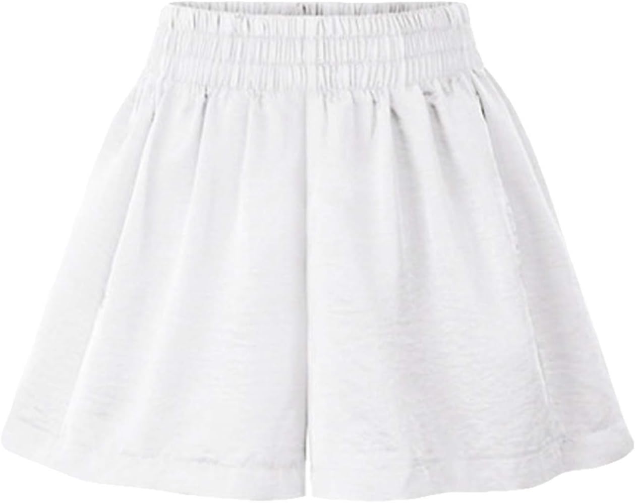 Andongnywell Women's Summer Elastic Waist Wide Leg Shorts Summer Casual High Waist Stretch Loose Short Pants