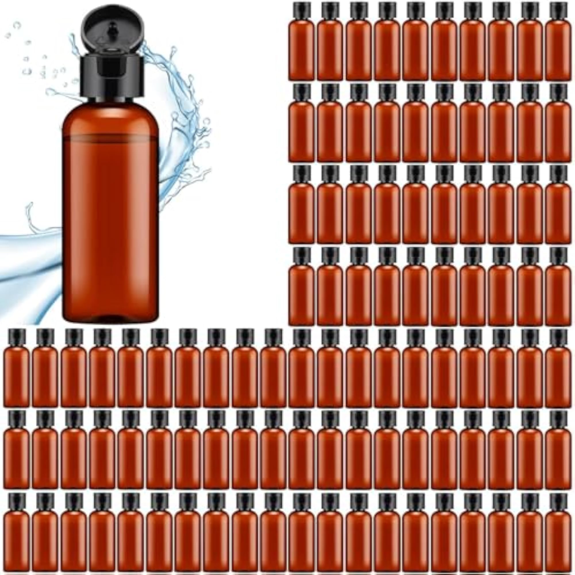 6pcs 50ml Amber Empty Plastic Bottles