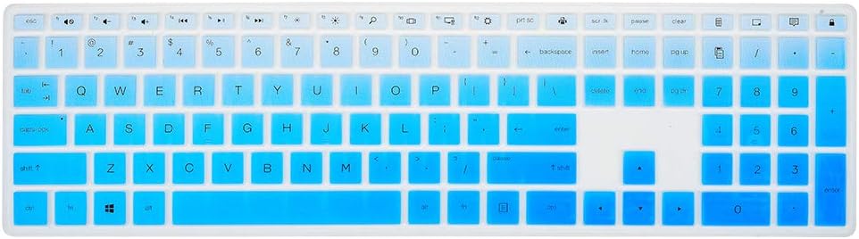 Keyboard Cover for HP Pavilion 27 All in One PC 27-xa0014/27 Xa0055Ng/0370Nd/0076Hk/0010Na, HP Pavilion 24-inch 24-xa0020 Xa0002A Xa0032 xa0013w, HP Pavilion All in One Keyboard Cover, Ombre Blue
