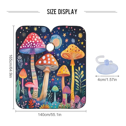 Capa de barbieria para hombre con diseño setas coloridas impermeable miniatura 3
