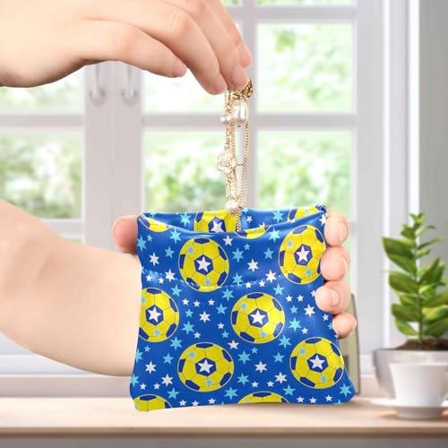 Coin Purse for Women Yellow Football Star Coin Pouch Change Holder PU Leather Mini Wallet Portable Coin Bag Money Pocket4