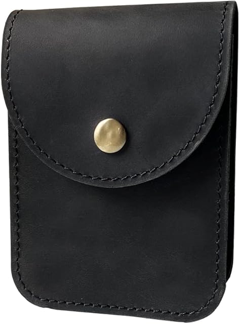 Aolaso Playing Card Case, Cowhide Leather Single Deck Card Box/Holder Leather Cigarette Case for Men Mini Waist bag Christmas Day & New Year Gift
