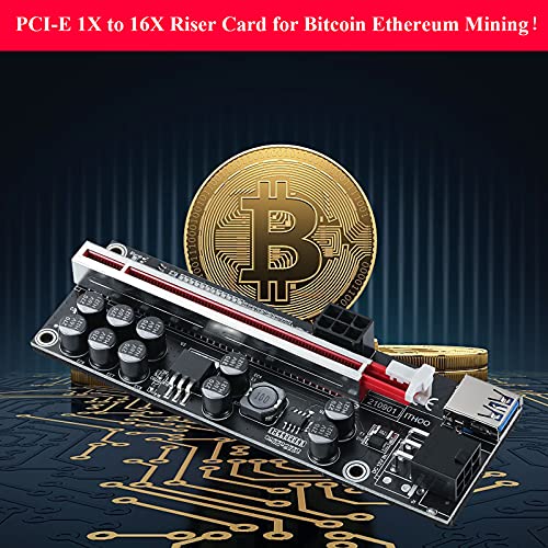 image for BEYIMEI PCI-E 1X to 16X Riser Card, 10 Capacitors,for Bitcoin Ethereum